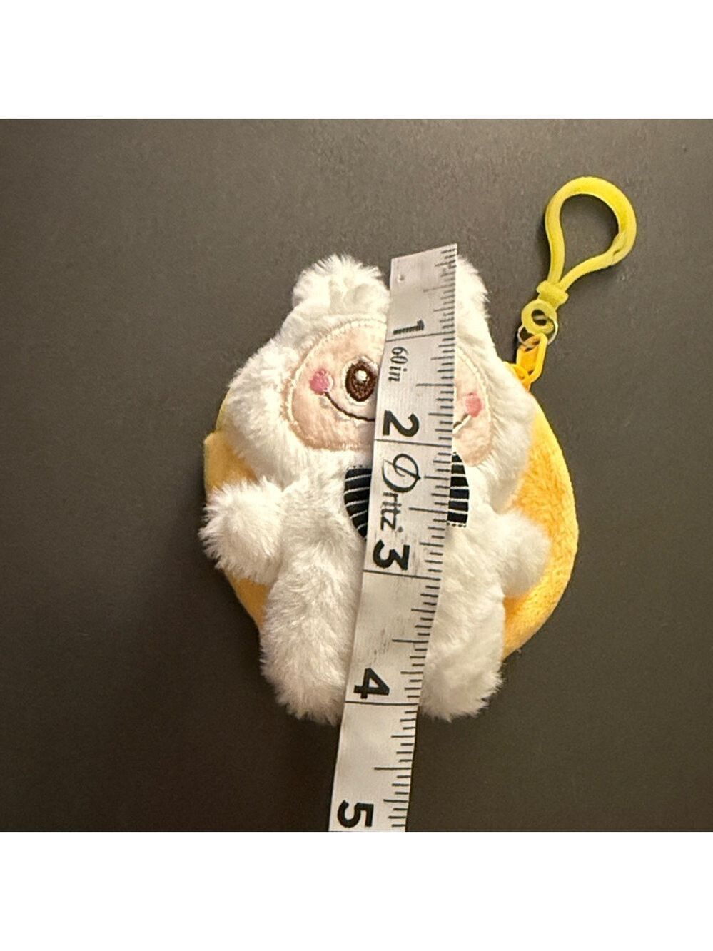 Labubu plush toy keychain White & yellow Plush Character Coin Purse-New - Picture 4 of 6